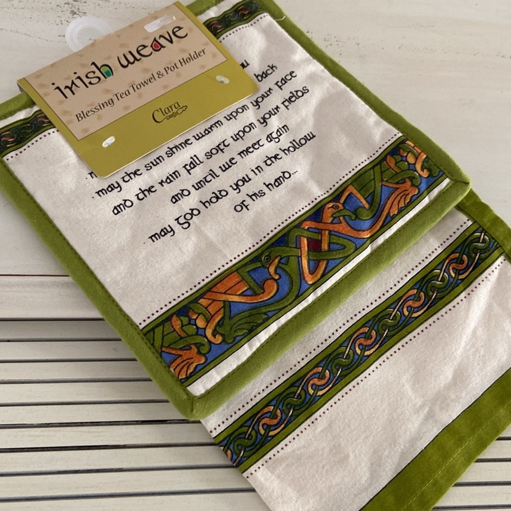 Irish Weave Blessing Tea Towel & Pot Holder